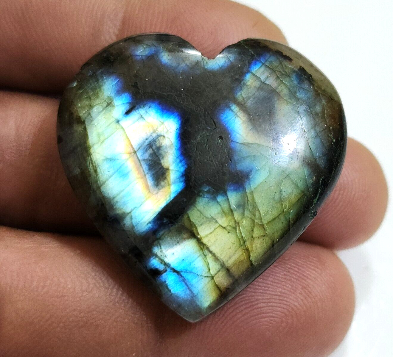 Natural Multi Blue Labradorite Heart Shape Cabochon 87 Crt Loose Gemstone