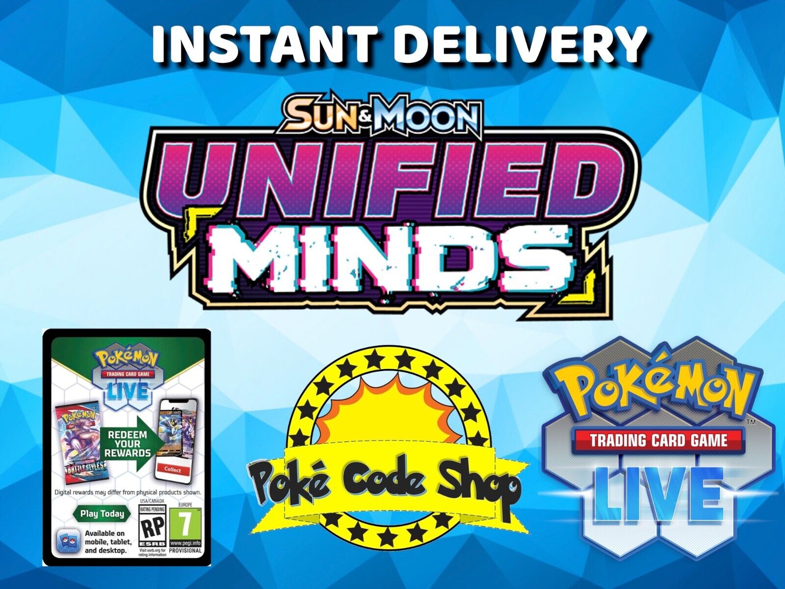 UNIFIED MINDS LIVE CODES Pokemon Booster Online Code INSTANT QR EMAIL DELIVERY