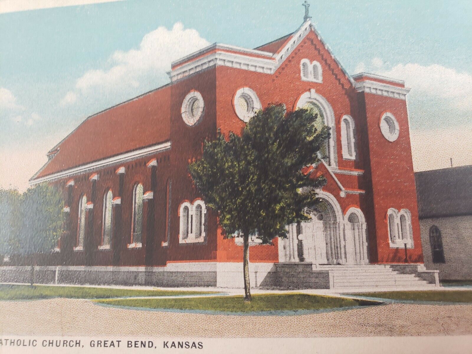C 1920 St Rose Catholic Church Great Bend KS White Border Antique Postcard