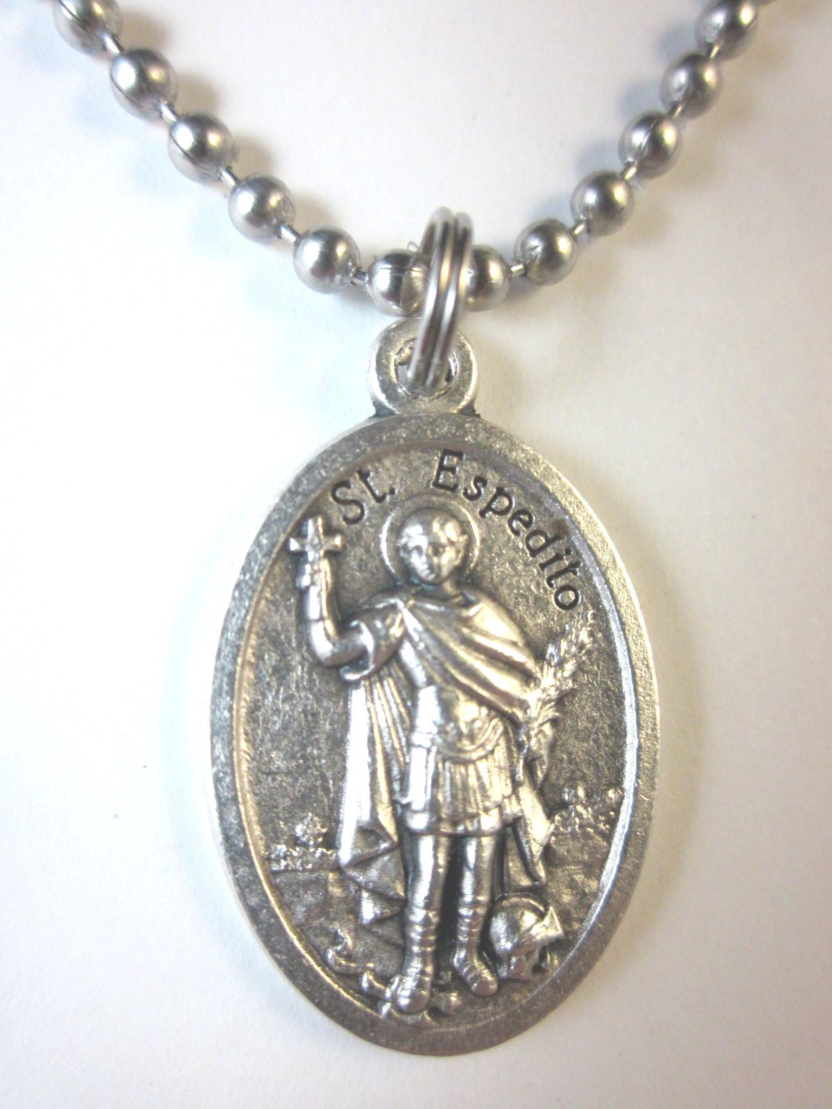 St  Espedito ( Expedite ) Medal Necklace 24\