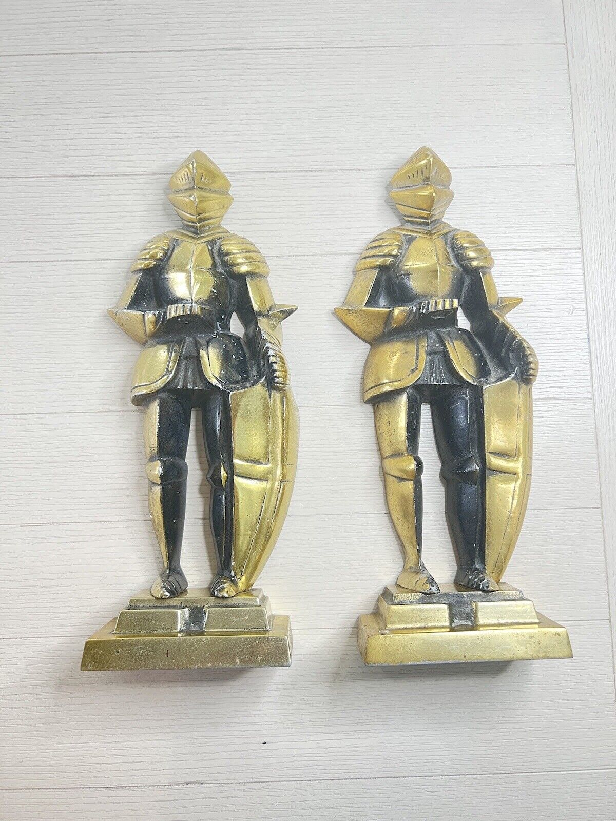 Vintage Set Of 2 Knights Brass Figurines Missing Swords Made In Japan