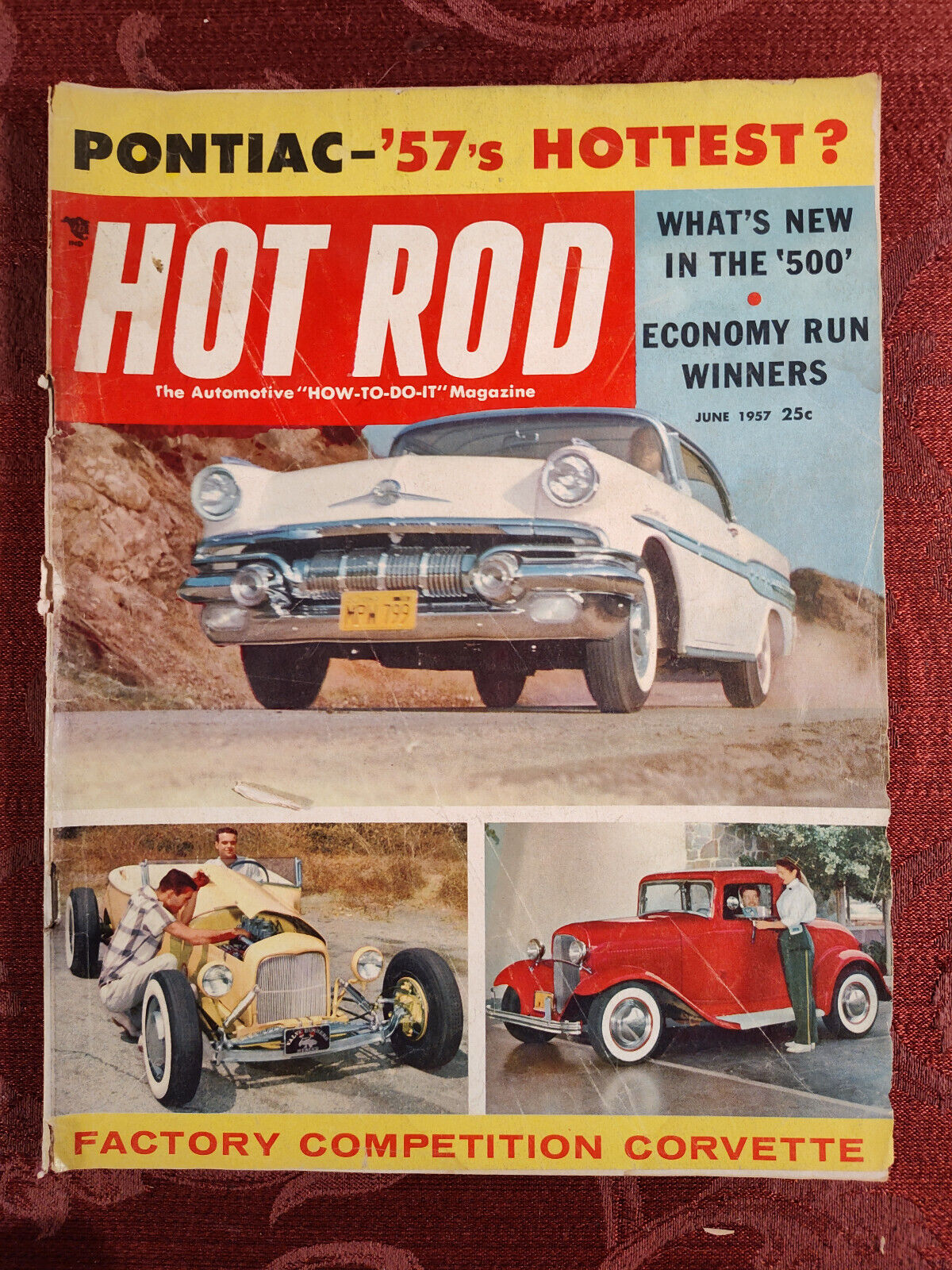 RARE HOT ROD Magazine June 1957 Pontiac 500 Competition Corvette