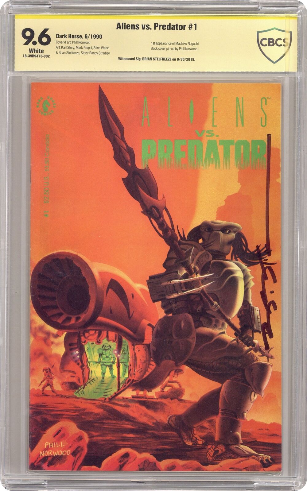 Aliens vs. Predator #1 CBCS 9.6 Signed Brian Stelfreeze 1990 18-39B9473-002