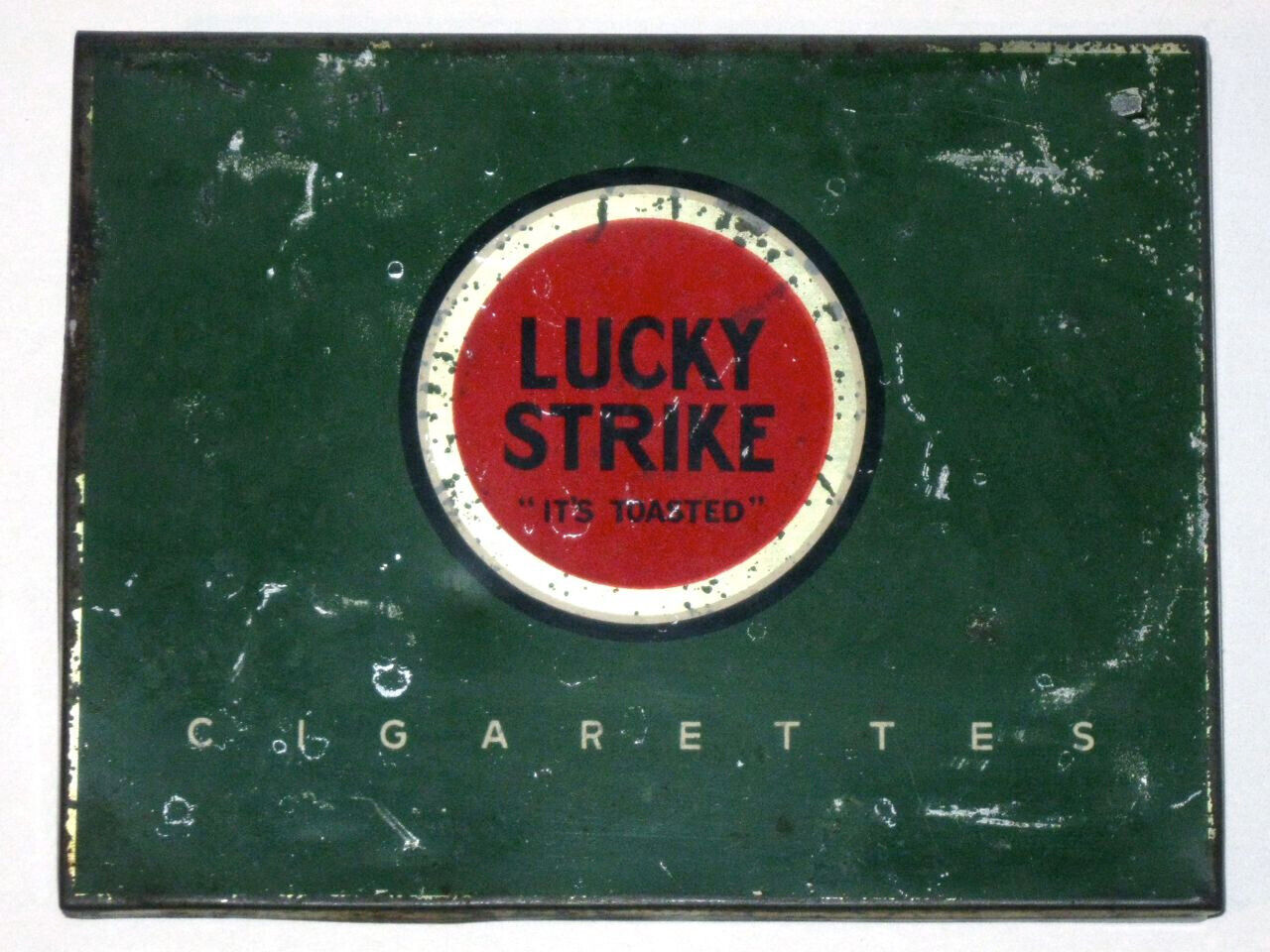 Vintage 1920s-1930s LUCKY STRIKE Cigarettes Hinged IT'S TOASTED Advertising Tin