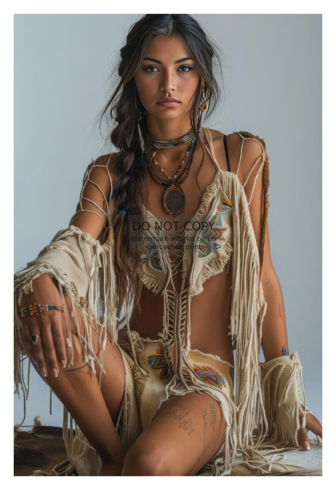 GORGEOUS YOUNG SEXY NATIVE AMERICAN LADY 4X6 FANTASY PHOTO