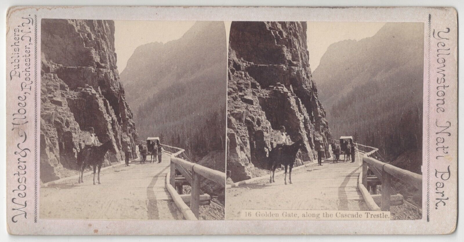 1890's Yellowstone, Montana Stereoview - Horse & Buggy on the Cascade Trestle