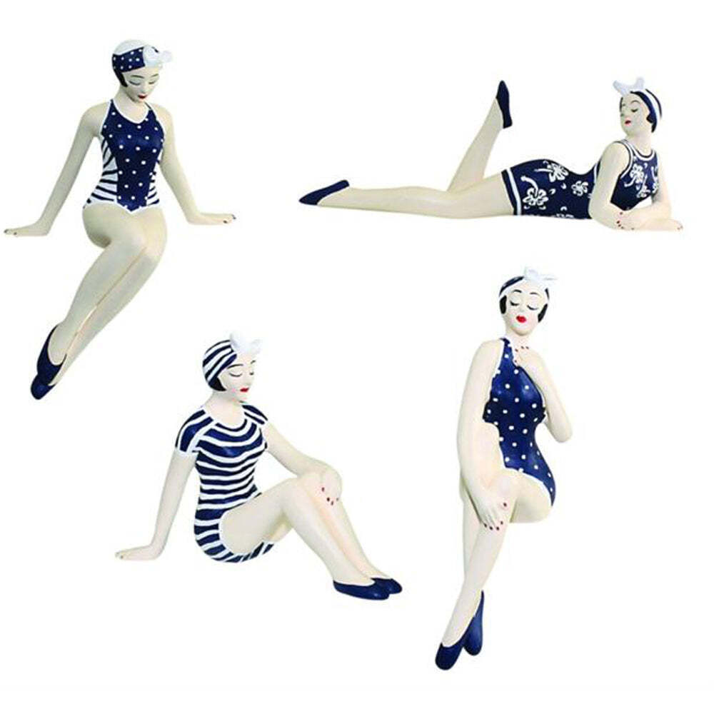 Delamere Design Bathing Beauties Set of 4 in Navy and White Suits