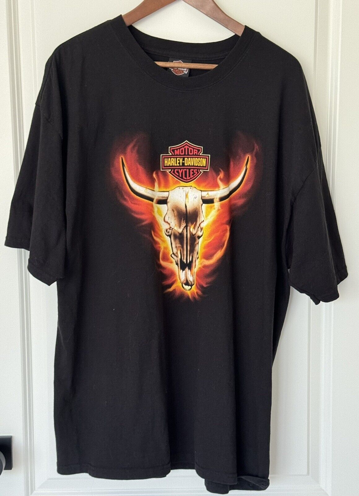 Harley Davidson Men\'s t shirt 2XL Black Firenze Italia, Italy. Flames & Skulls