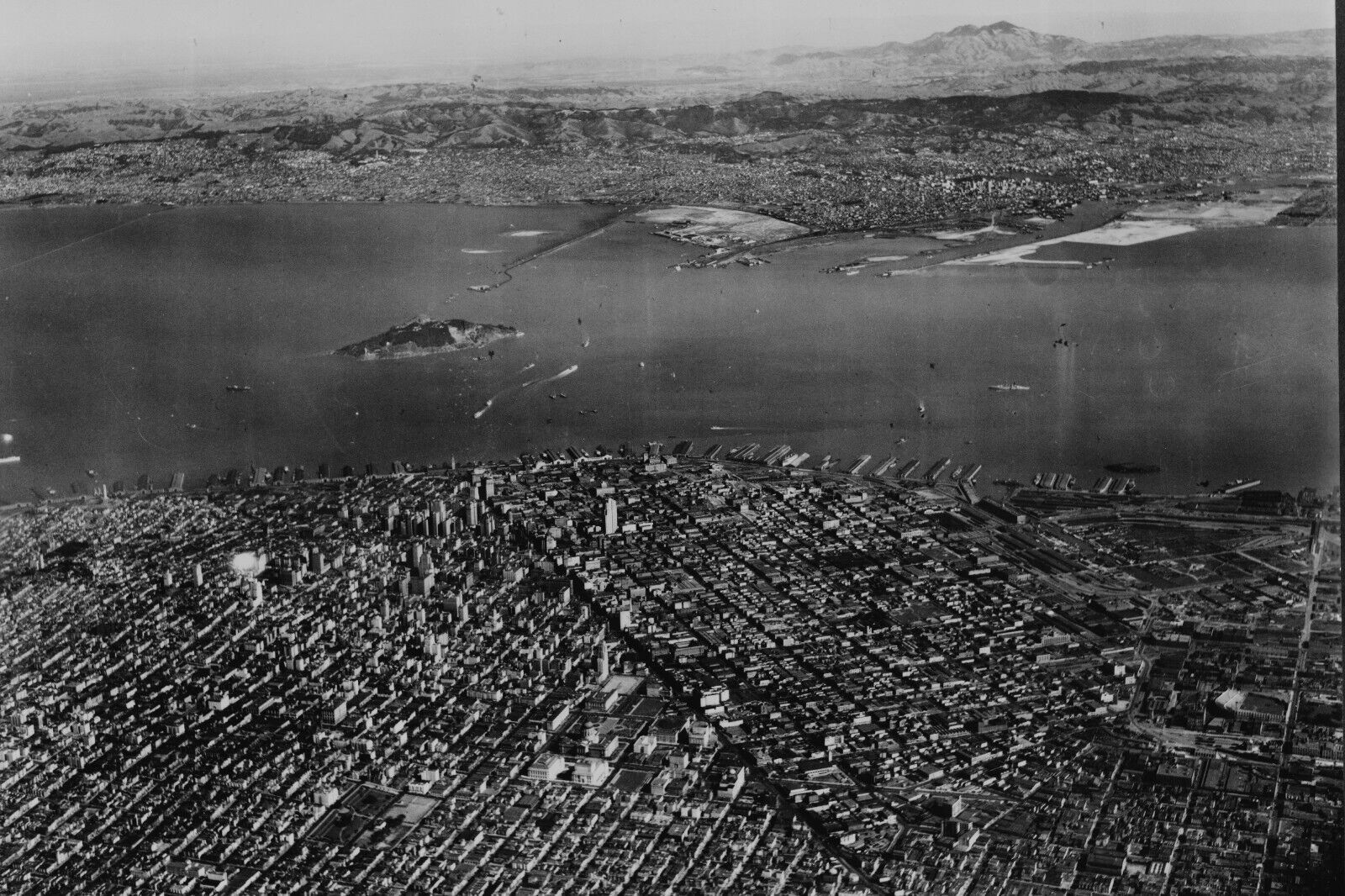Old 4X6 Photo, 1930\'s Aerial view San Francisco, Oakland and Berkeley 2001695055