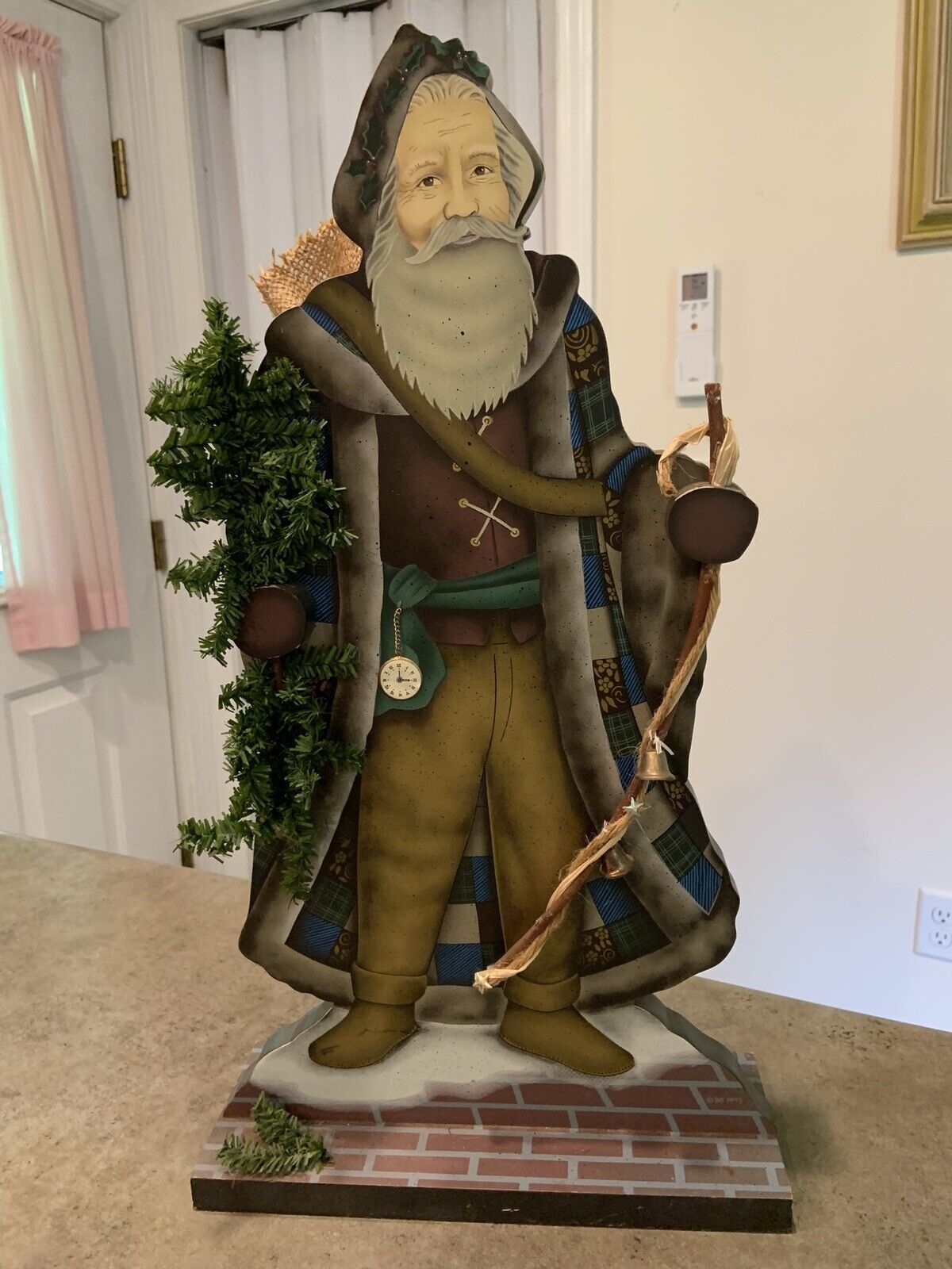 Old World Father Christmas Wooden Santa Claus 21”
