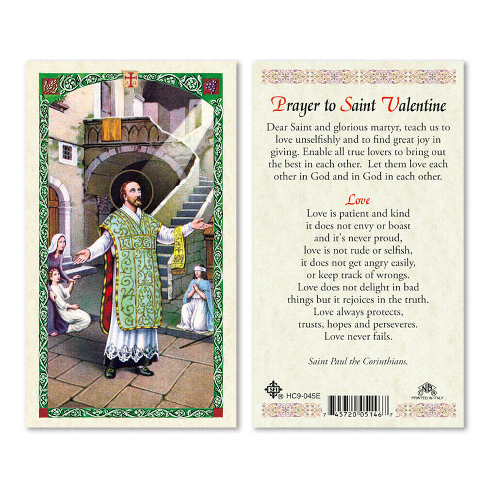 Prayer to St Saint Valentine Laminated Prayer Cards Pack of 25 English New Gift