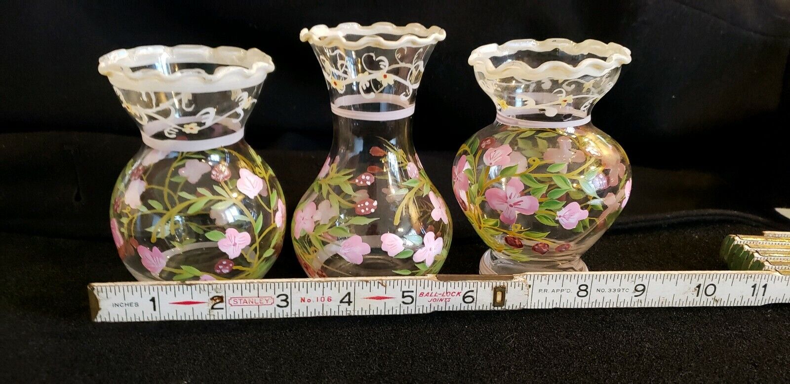Three Matching Floral Mini Vases