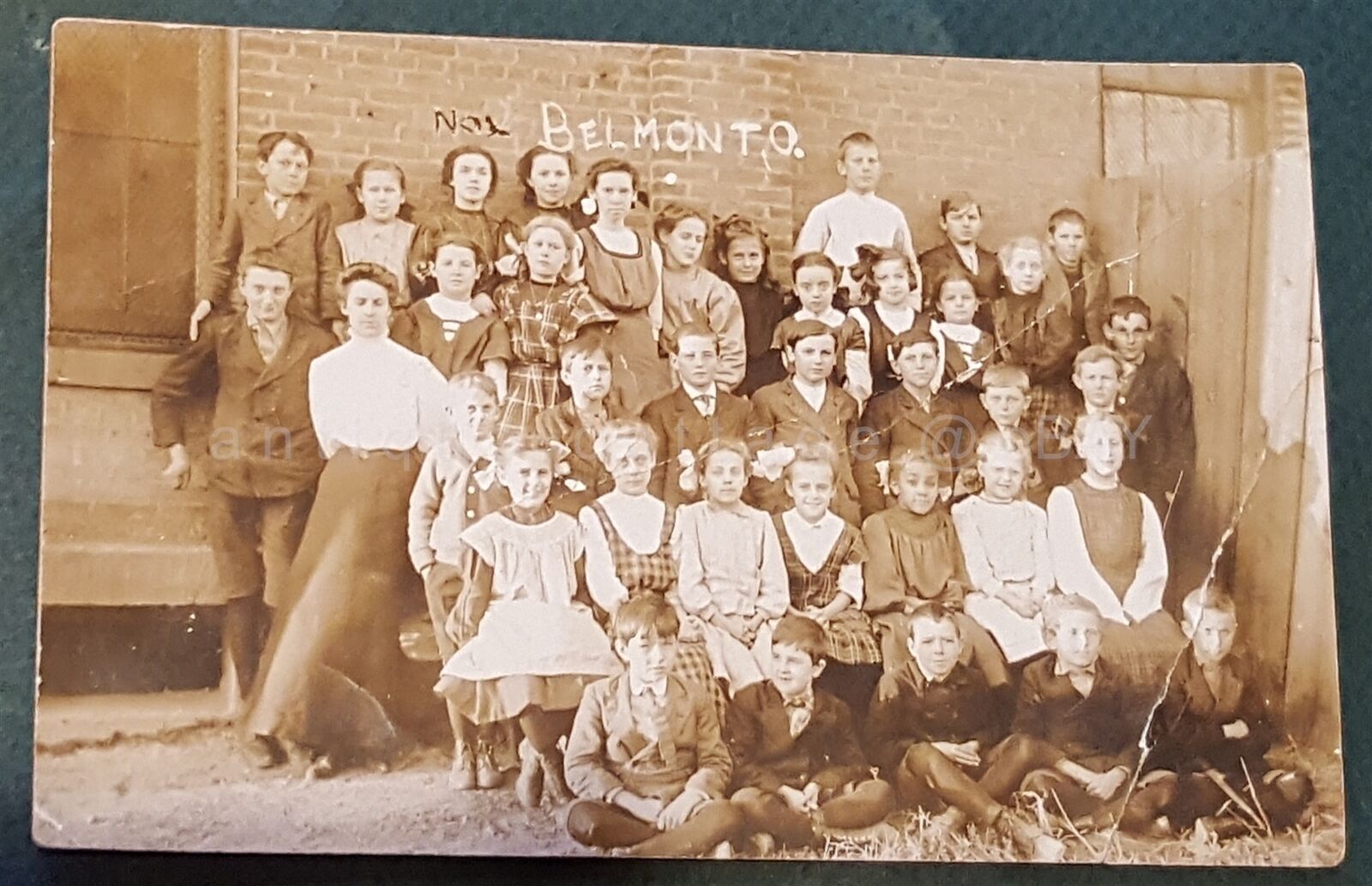 antique REAL PHOTO POSTCARD belmont oh SCHOOL STUDENTS rpps