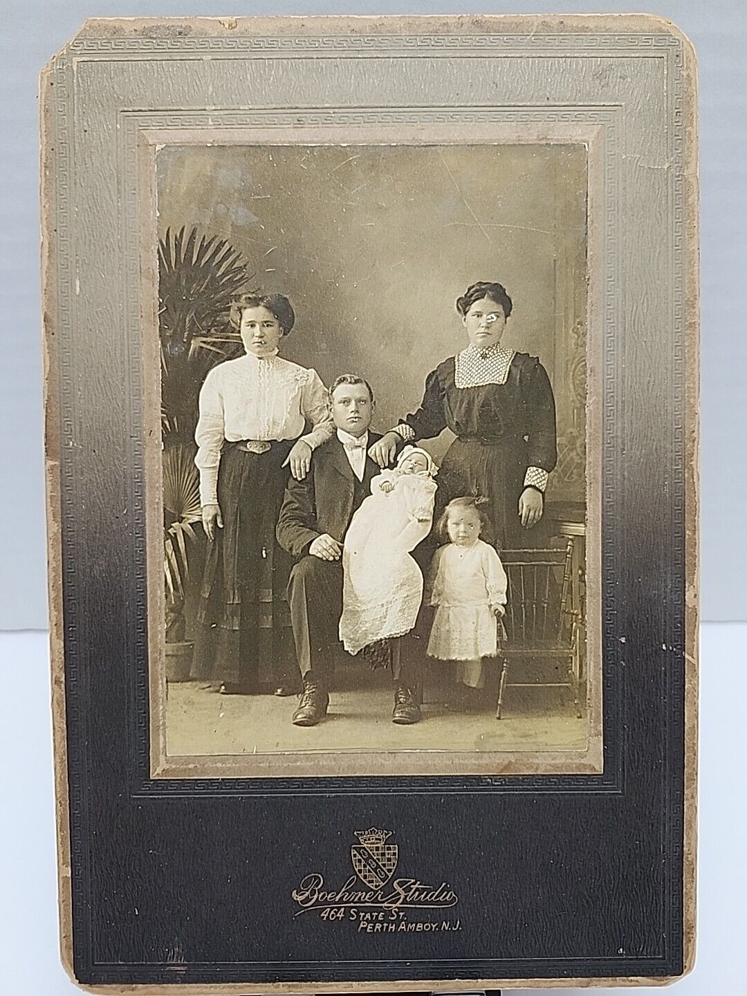Antique Cabinet Card Photo of Family Of Five 6\