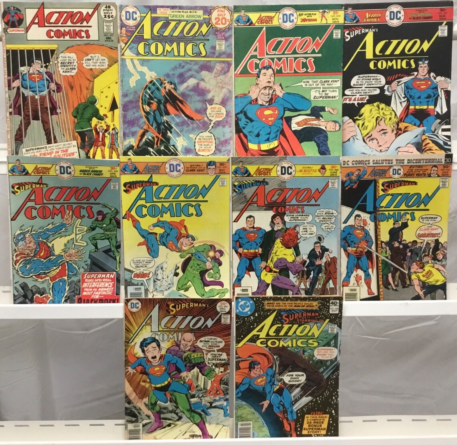 DC Comics - Low Grade Vintage Superman Action Comics - Comic Book Lot of 10