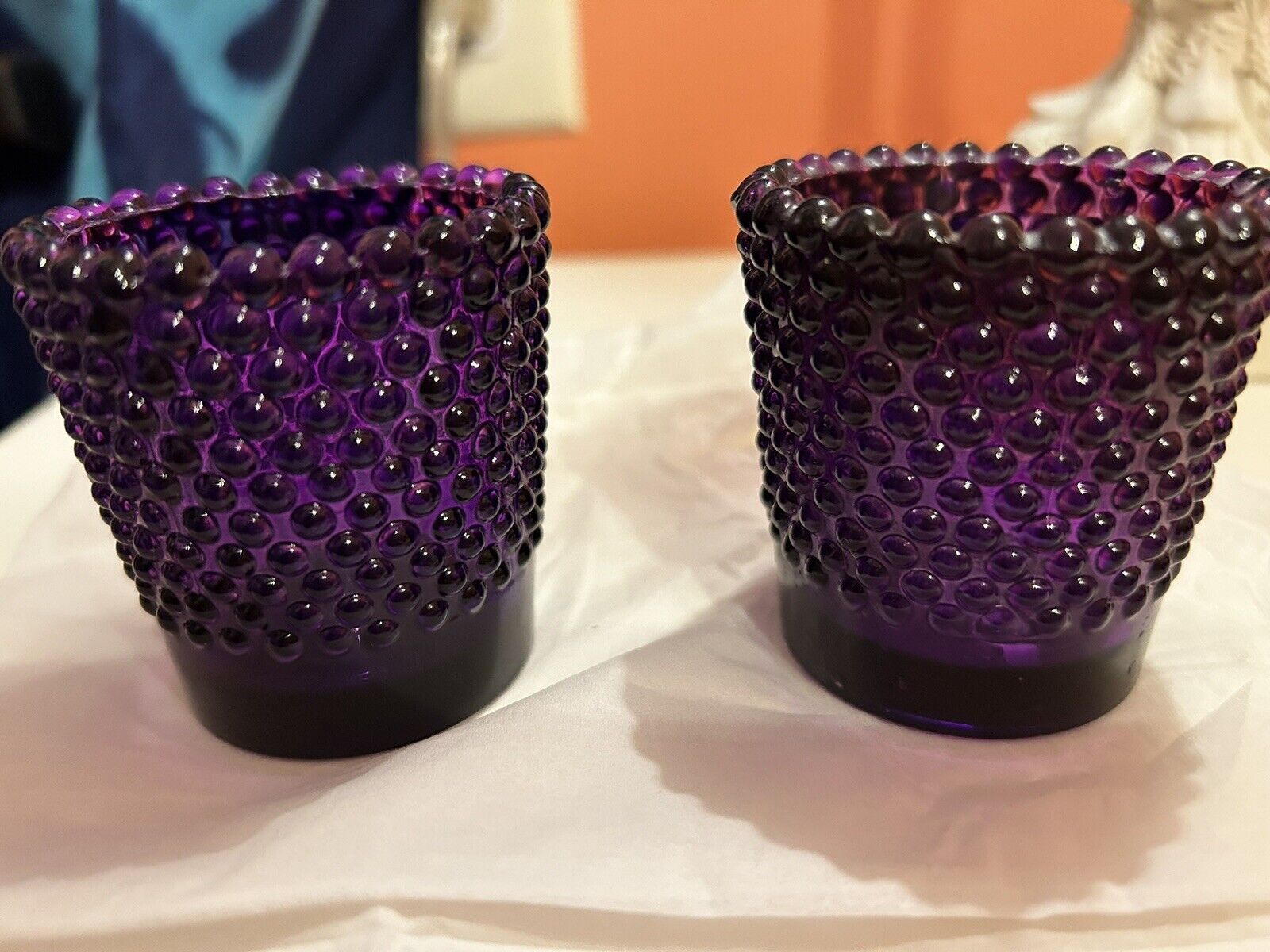 Vintage 90s Votive Candle Holders 2 Purpe. Charming Color. Smoke Free Home.