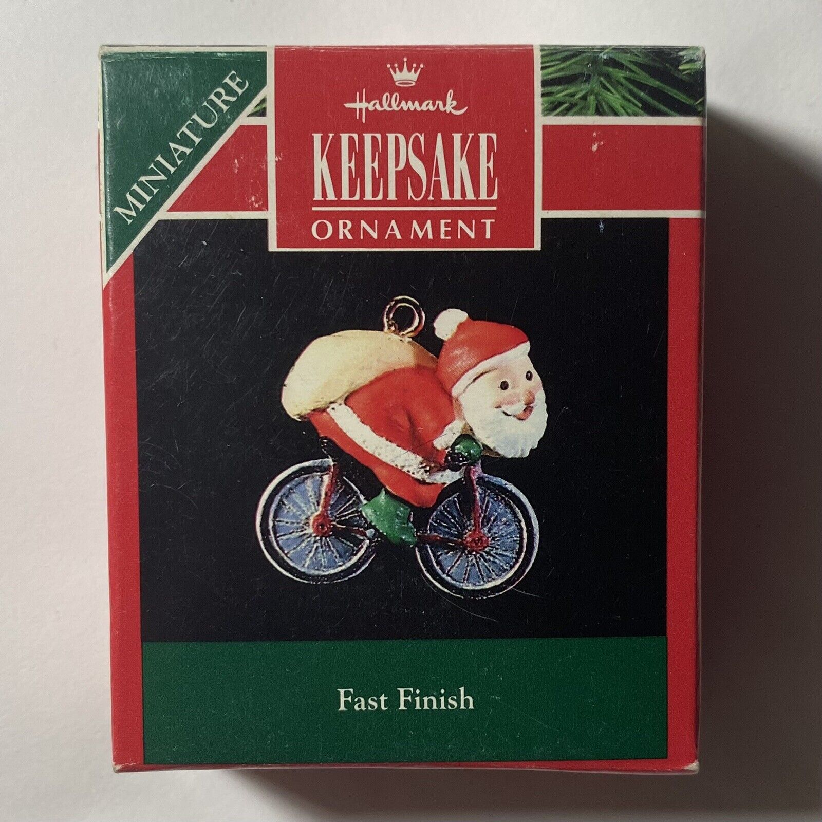 Hallmark Keepsake Ornament Miniature Santa Claus on Bicycle “Fast Finish” 1992