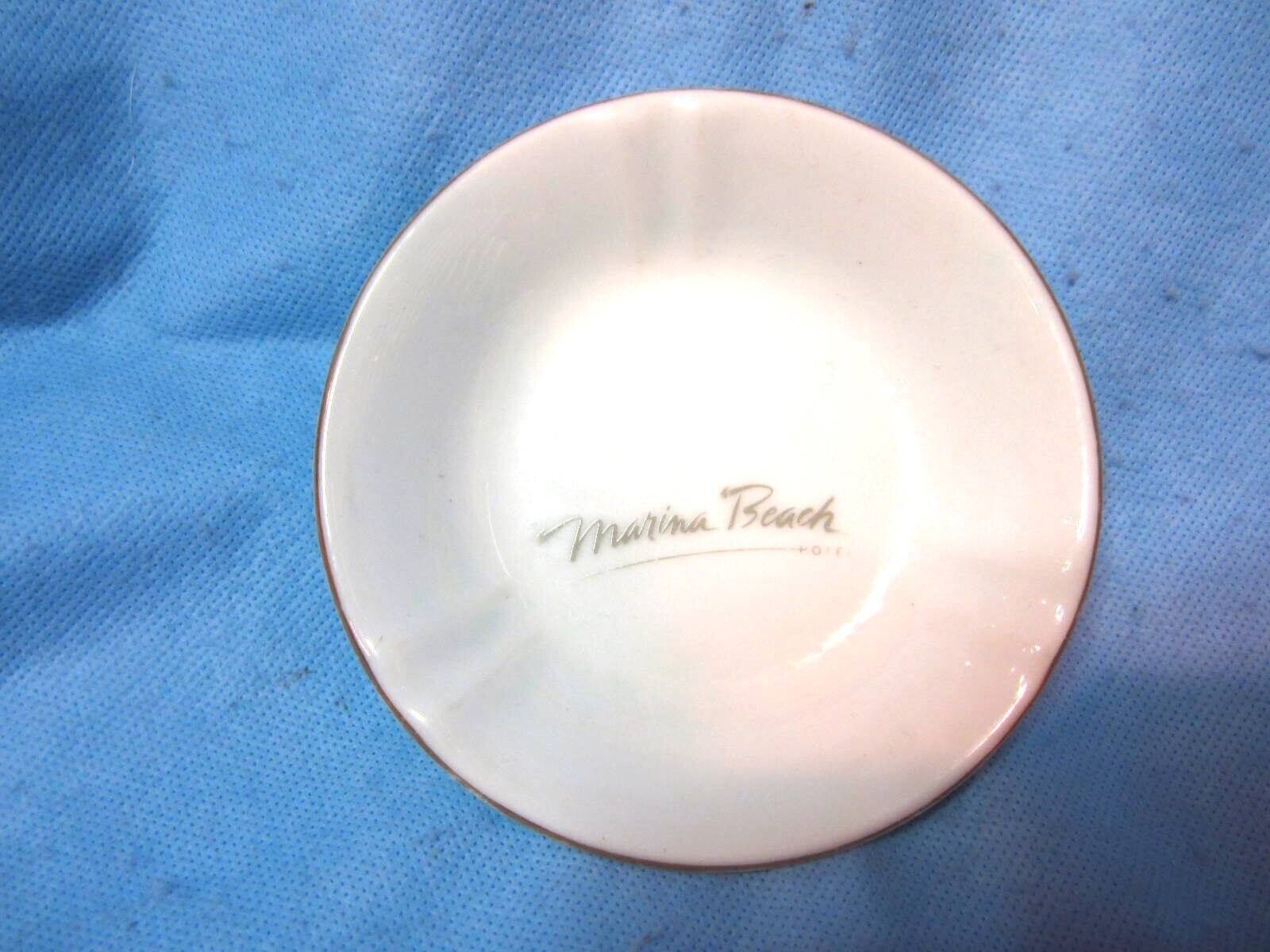 Vintage Marina Beach Hotel White Porcelain Round Ash Tray Ring Tray 4 1/2\