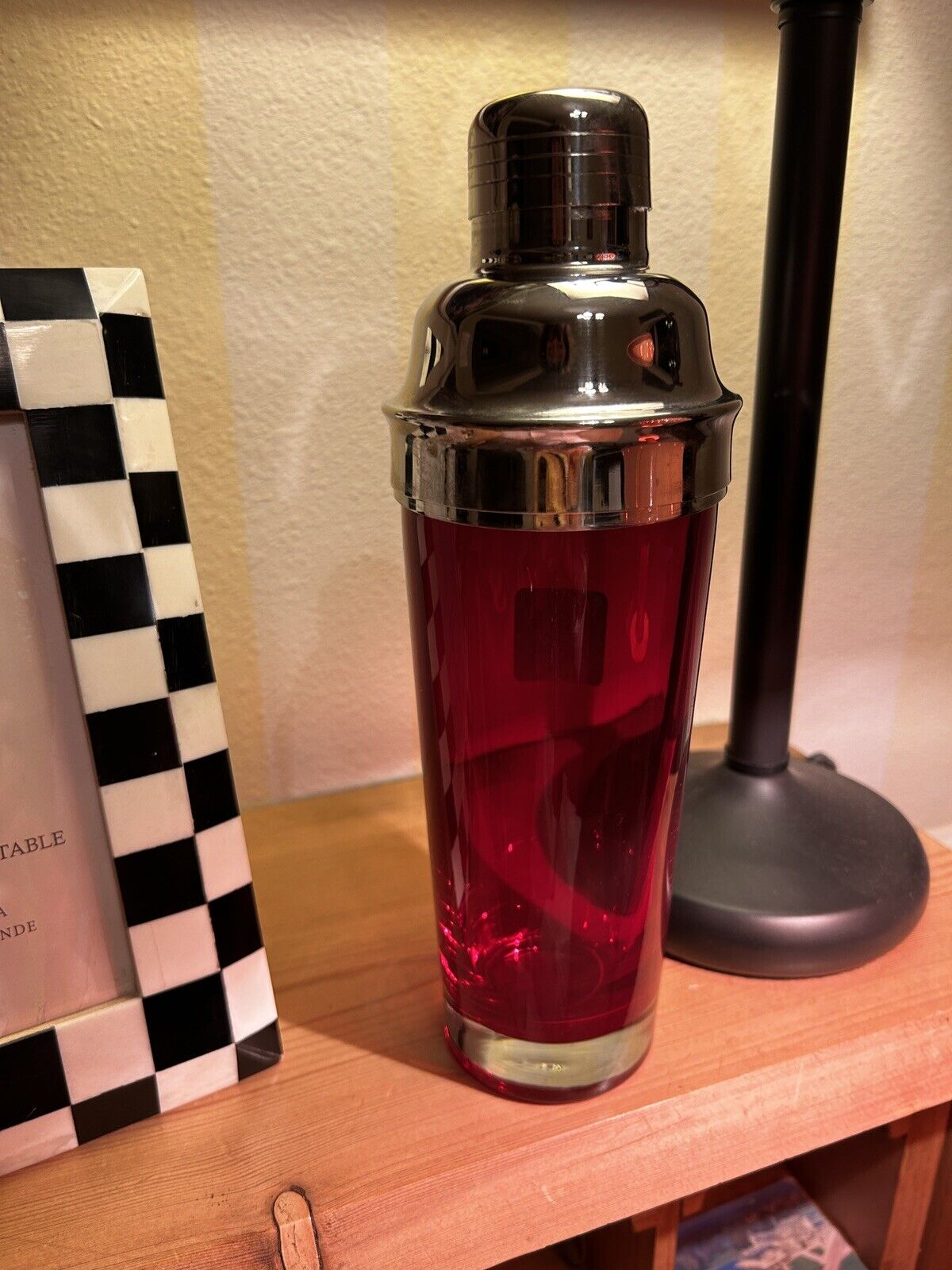 Rare Vintage Art Deco Ruby Red Glass  Cocktail Shaker/ Mint Condition