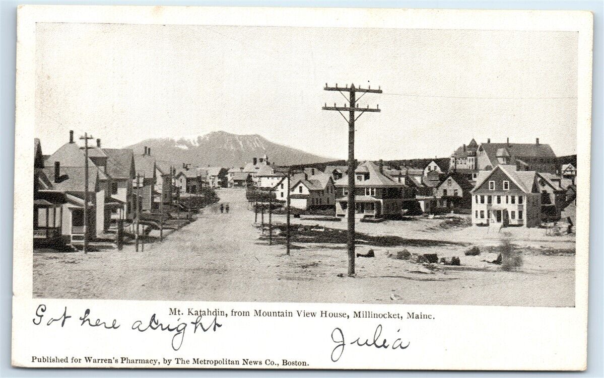 Postcard Mt Katahdin from Mountain View House, Millinocket, Maine 1900's J107