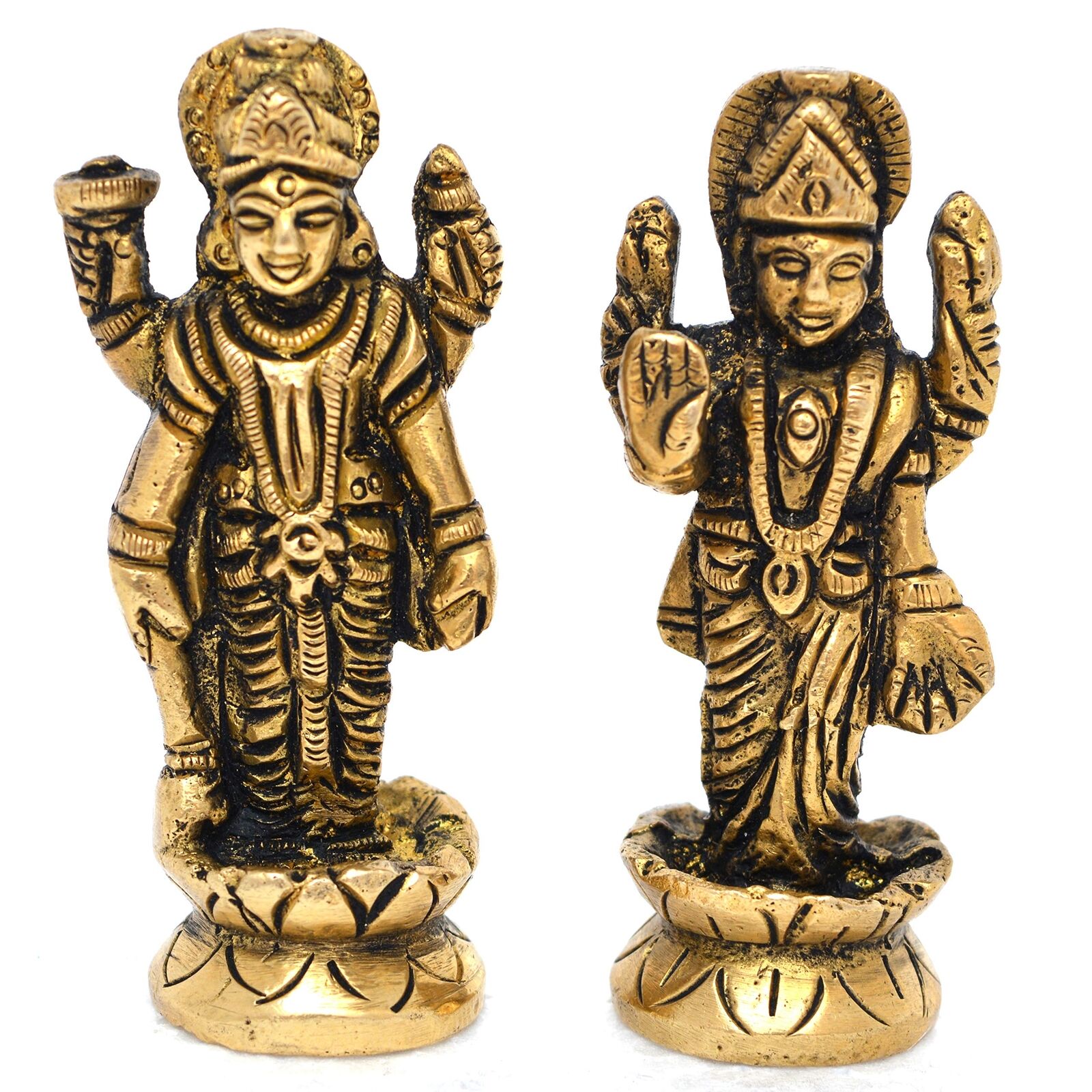 Vishnu Laxmi Brass Idol Statue for Home Decoration Showpiece and Temple Worship