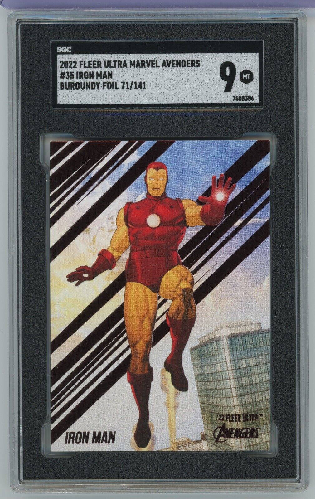 2022 Fleer Marvel Ultra Avengers Iron Man #35 Burgundy Foil /141 SGC 9 POP 1