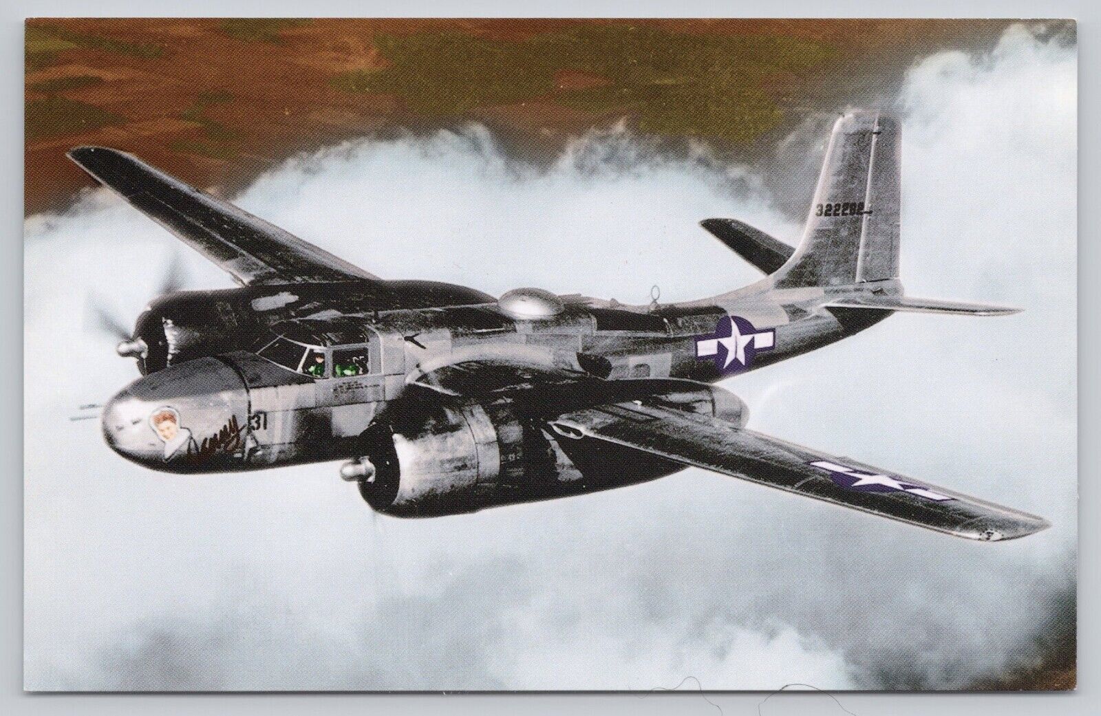 Douglas A-26 Invader WW2 Airplane Military Chrome Postcard Bomber