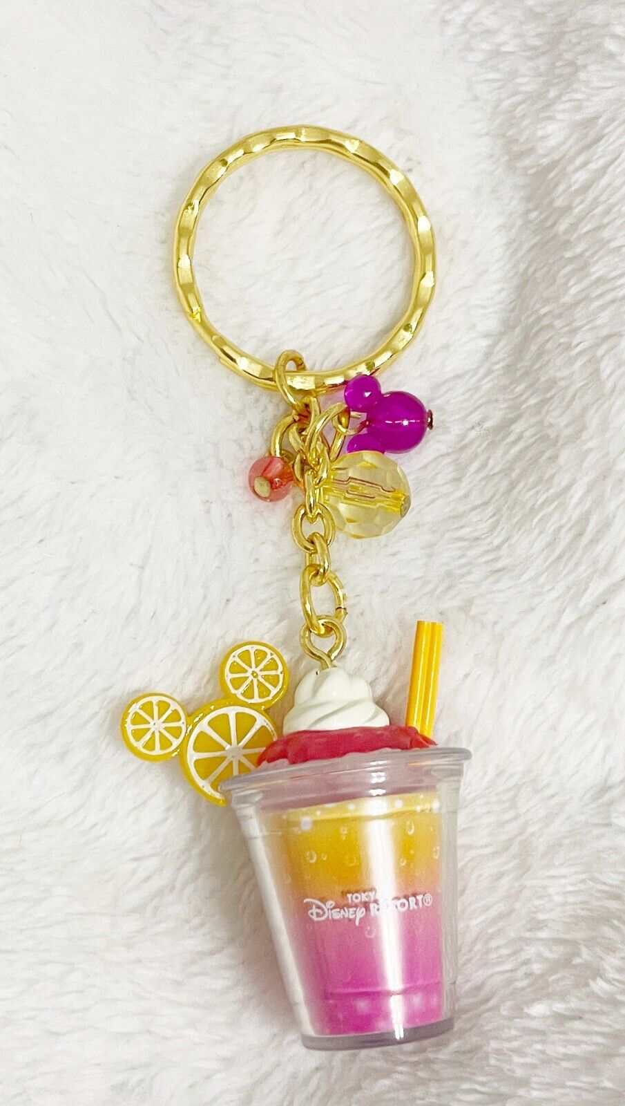 Tokyo Disneyland, Cool Drink Cafe Mickey Mouse Pink Lemonade Mini Charm Keychain