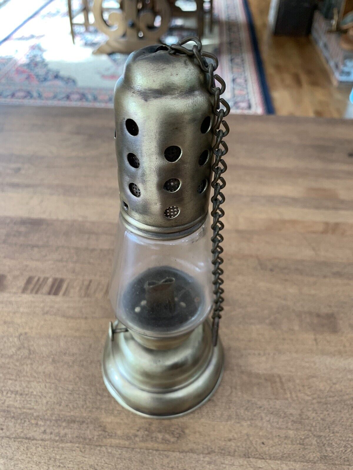 Antique Hurricane Lamp - Brass Skaters Lantern - Country - Kerosene