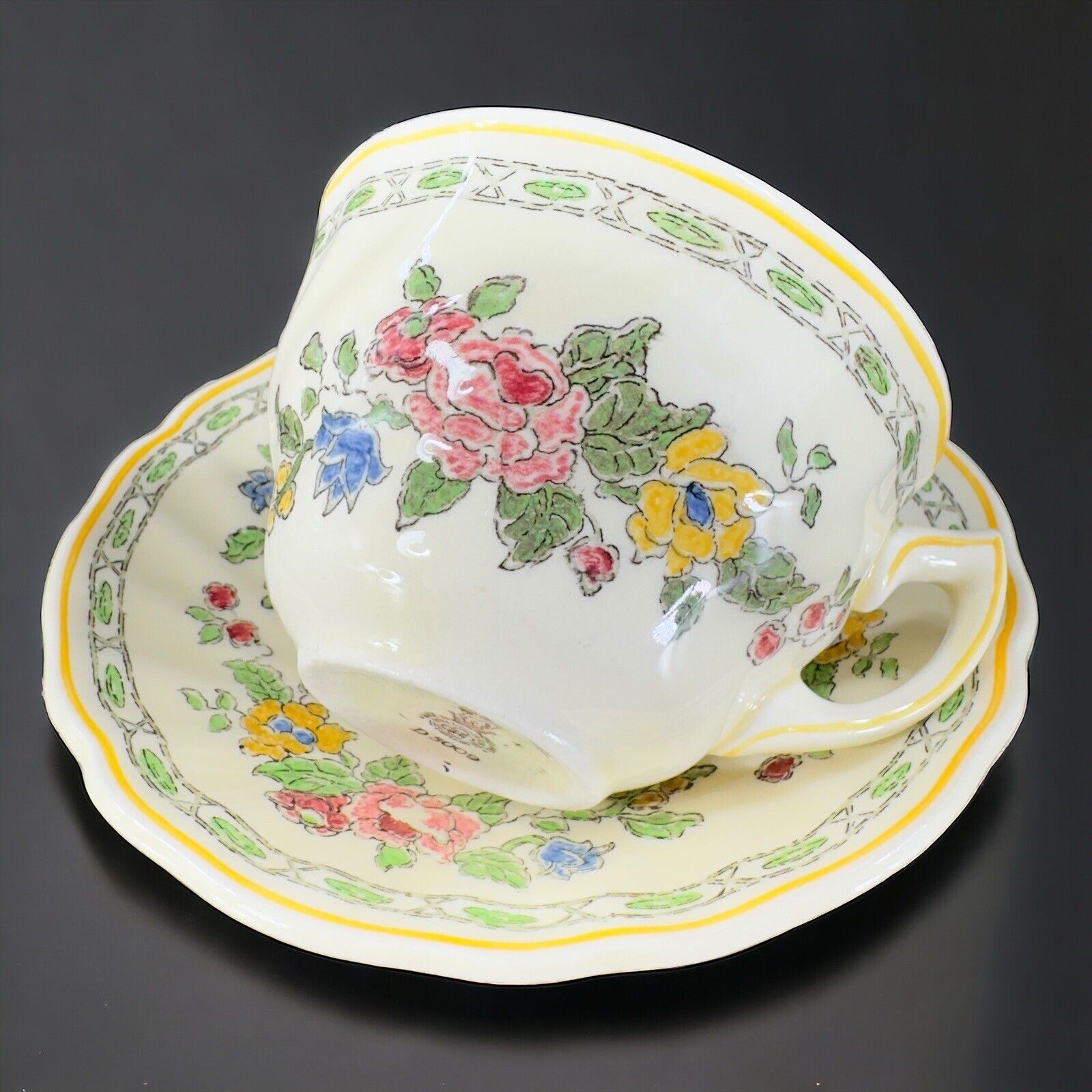 Antique Royal Doulton The Cavendish Porcelain Teacup And Saucer England Set Vtg