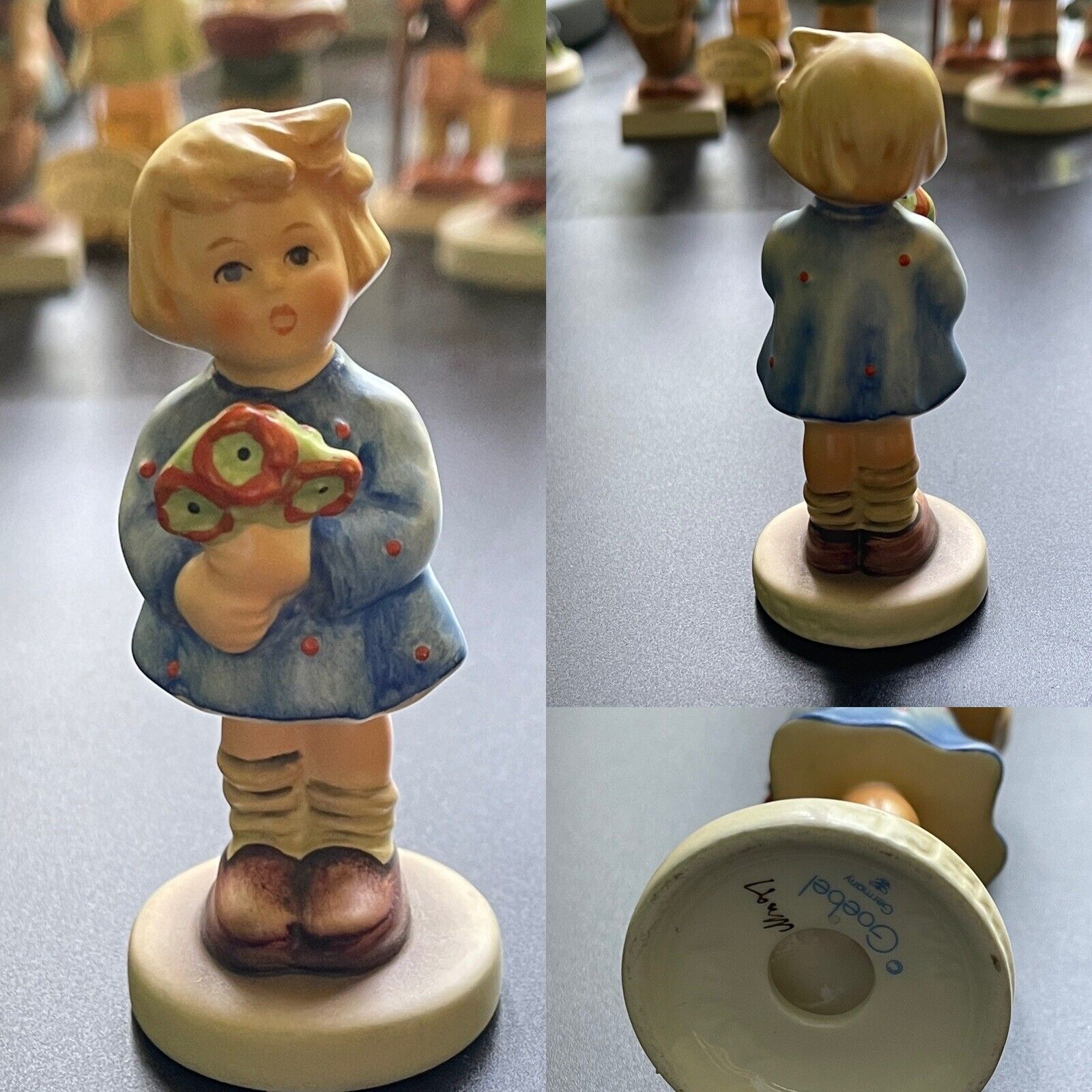 Hummel Vintage Small Figurine Girl With Flower Bouquet TMK-7