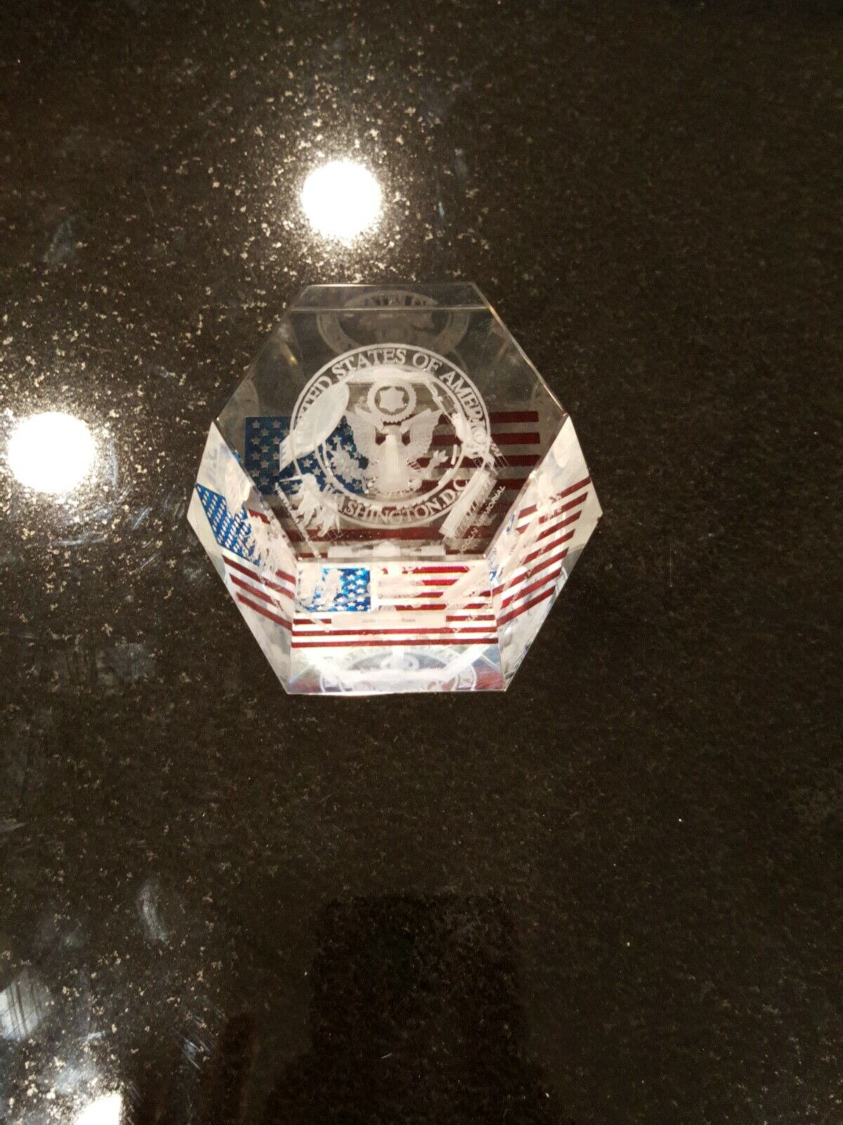 Washington DC 3D Laser Etched Crystal Glass Paperweight Monuments