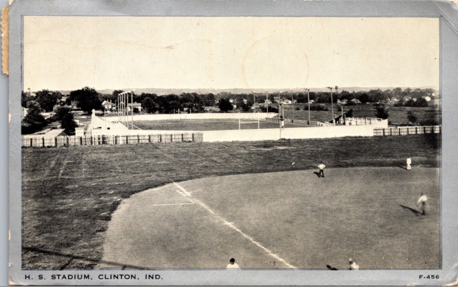 Postcard H.S. Baseball Stadium Field in Clinton, Indiana