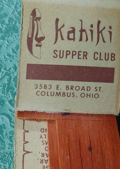 Vintage Matchbook Collectible Ephemera F24 Columbus Ohio tiki top open kahiki