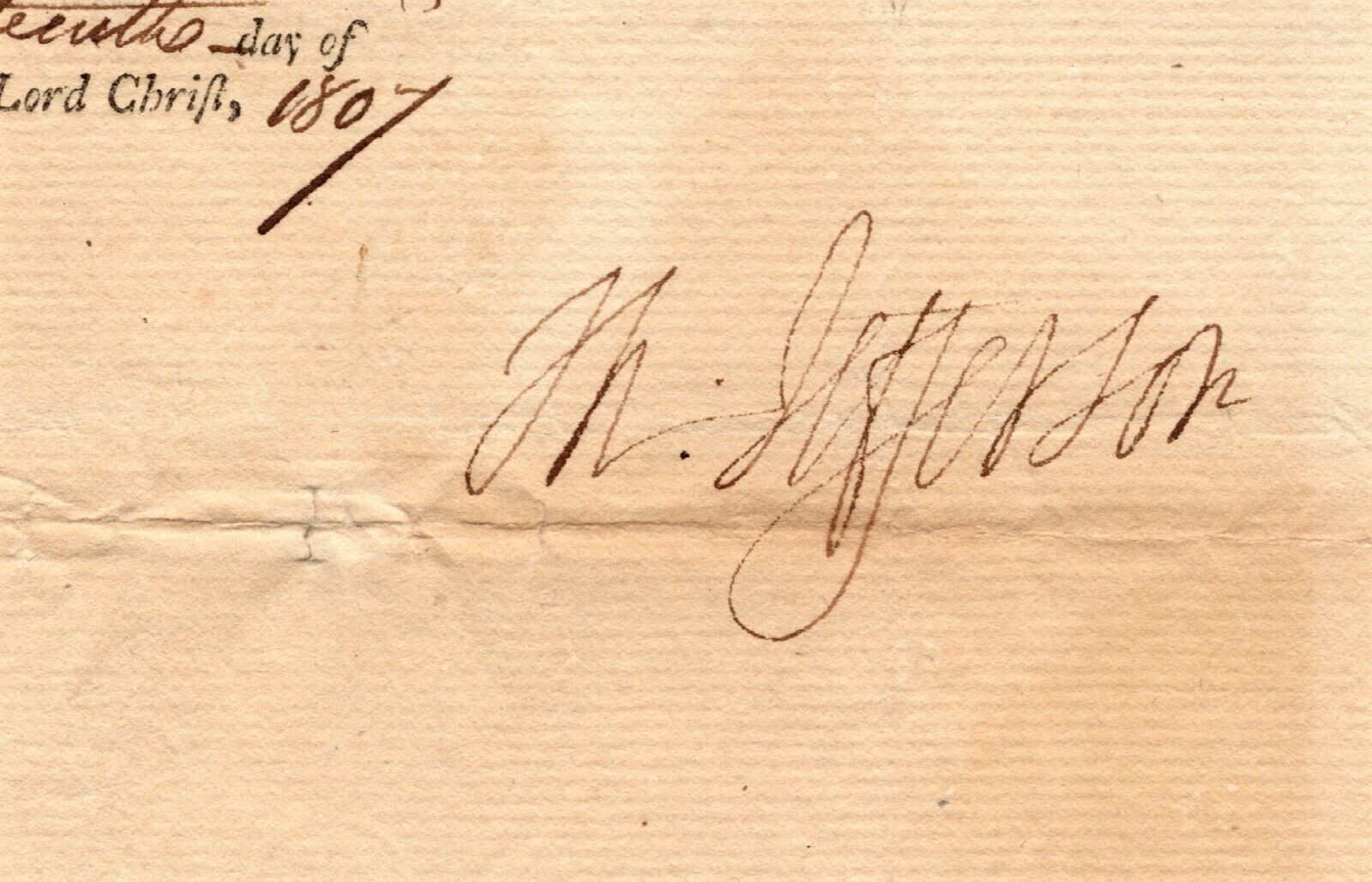 Thomas Jefferson - Ink Signature as President - Clipped from 1807 Ship's Papers