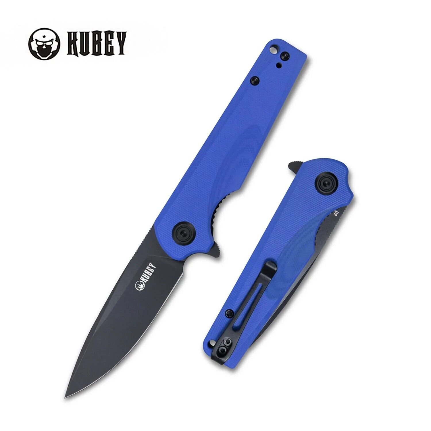Kubey Wolverine Folding Knife Blue G10 Handle D2 Drop Point Plain Edge KU233F