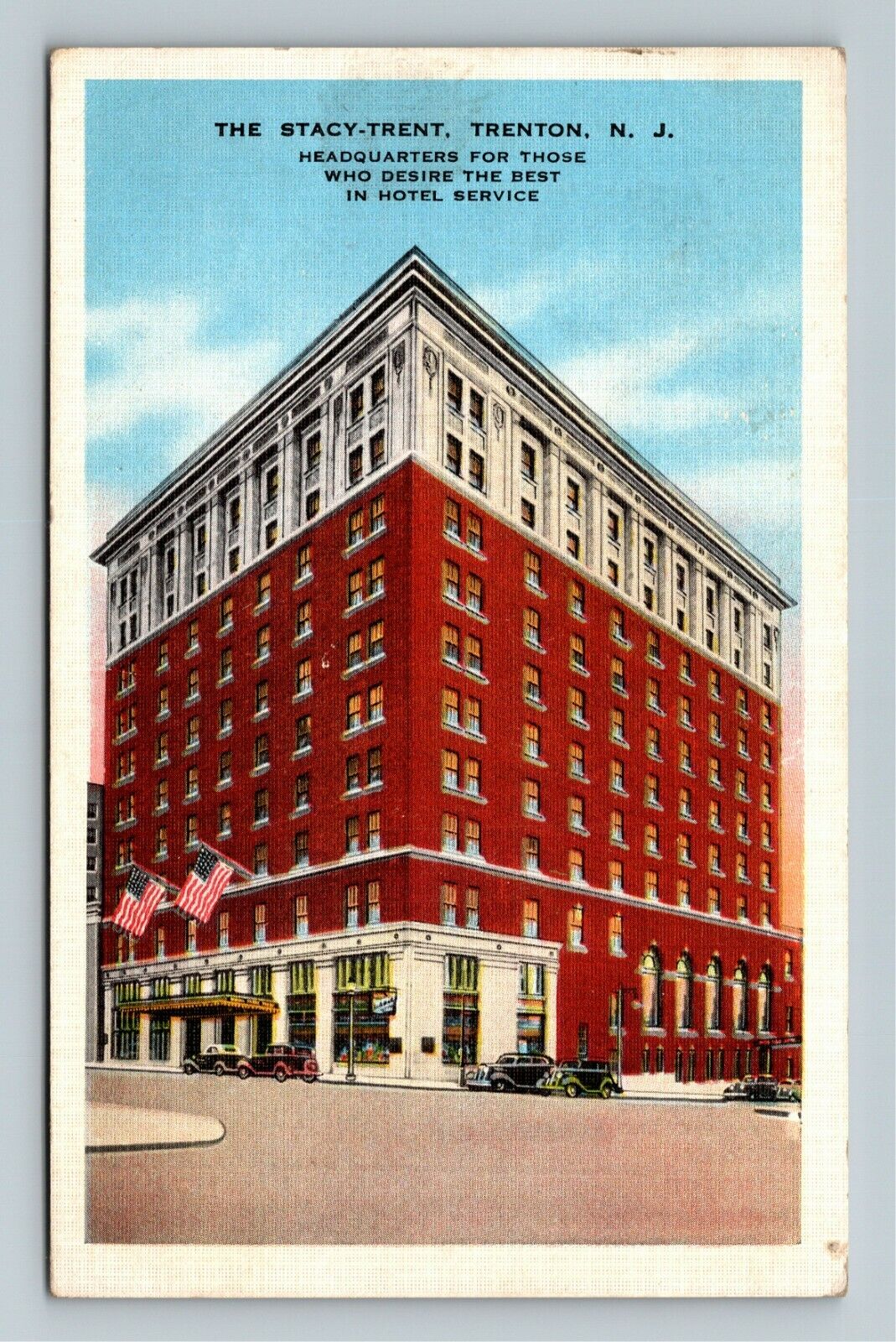 Trenton NJ-New Jersey, The Stacy Trent Hotel Vintage Souvenir Postcard