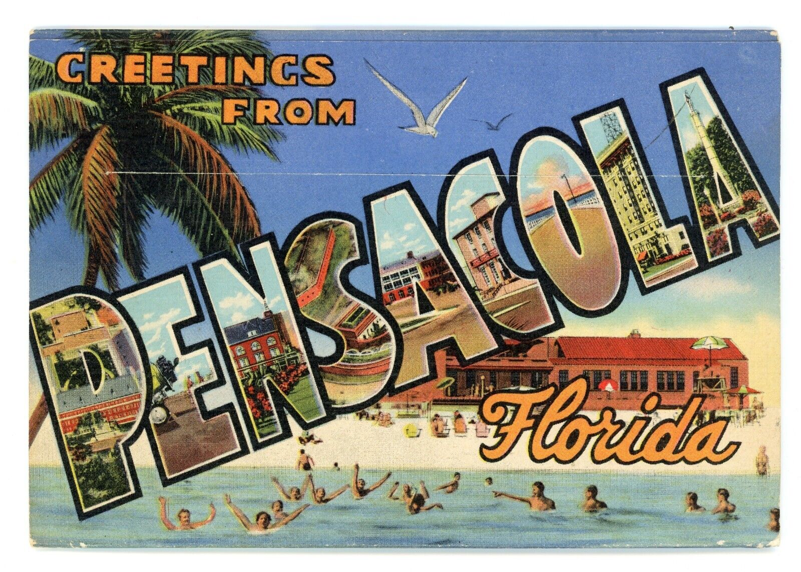 Vintage Postcard Souvenir Folder Pensacola Florida Annapolis of the Air