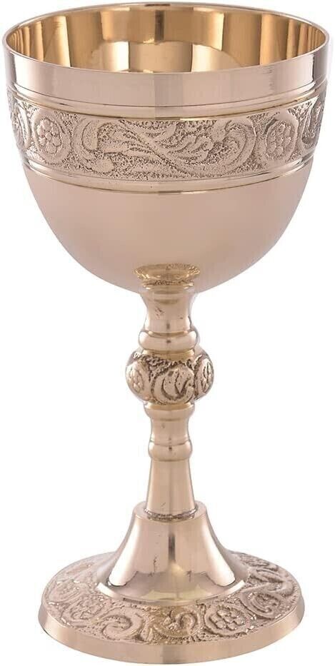 Chalice Goblet Cup of King Arthur, Royalty Holy Grail Cup for Communion (Brass)