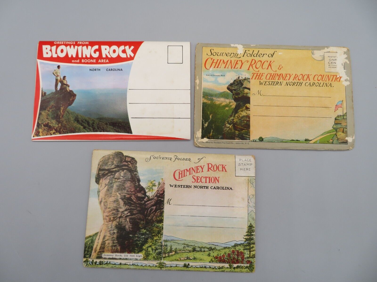 3 Fold Outs/Postcards 2 Chimney Rock & 1 Blowing Rock
