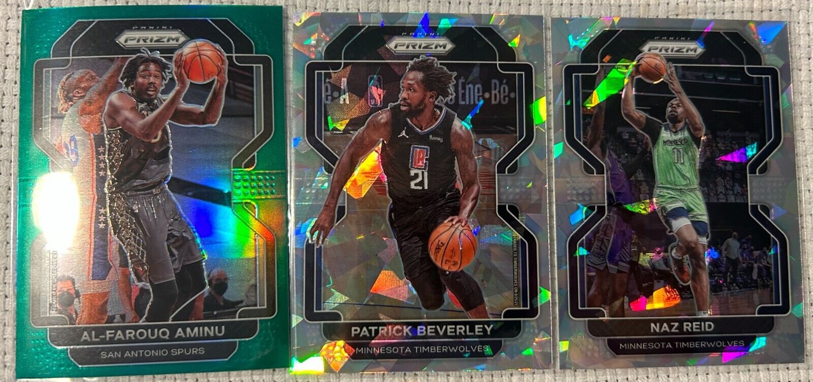 2021-22 Panini prizm NBA Beverley/Aminu/Naz Reid color parallel lot of 3 cards