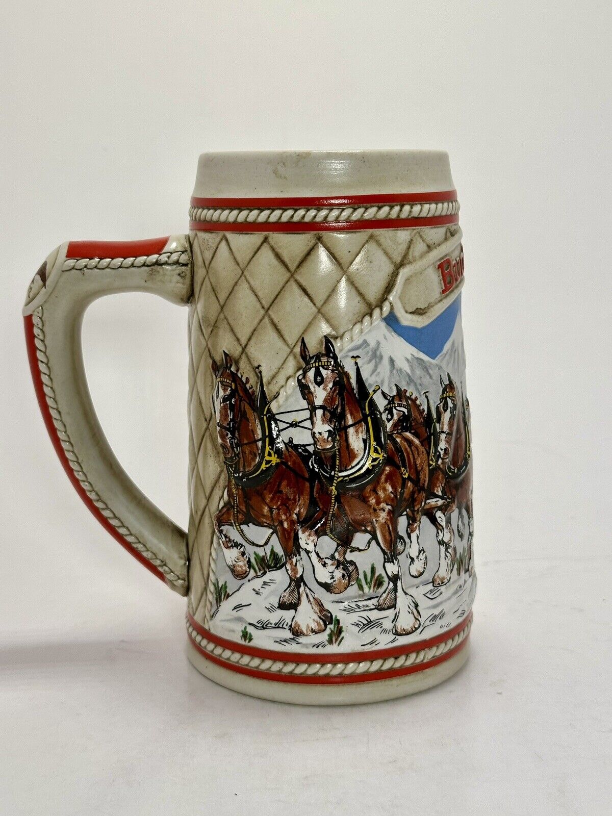 1985 Vintage Budweiser Beer Stein  Clydesdale Holiday A Series