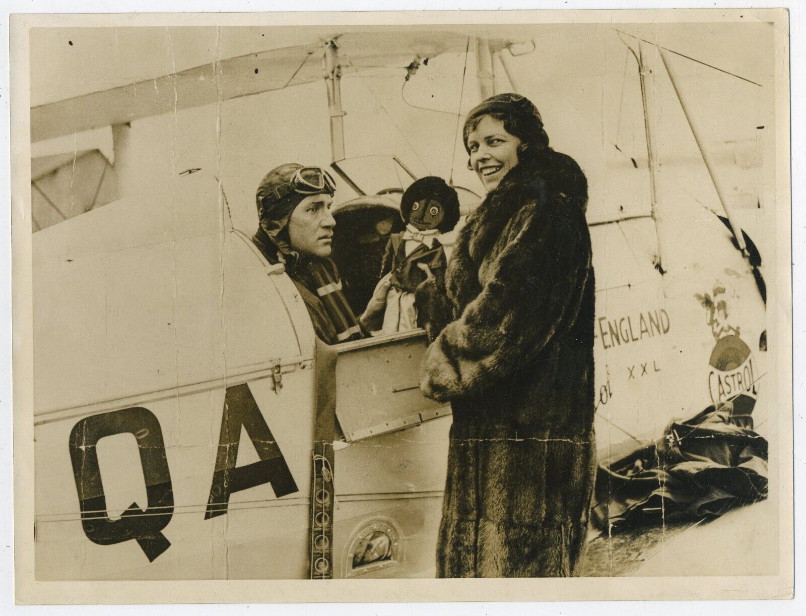 Flight Lieutenant Charles W.A. Scott AFC in Cockpit & Wife 1932 Photograph C25