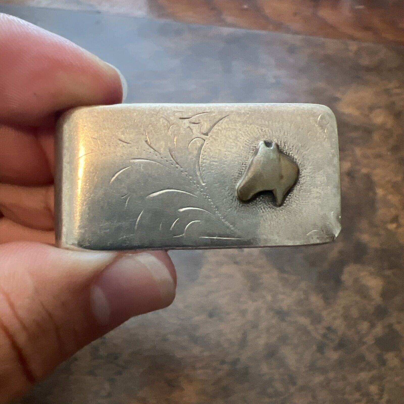 VTG Sterling Silver - 1920's WESTERNHorse Head Filigree Money Clip - 21g