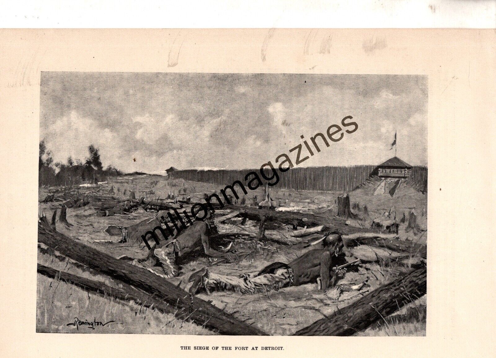 1897 Harper\'s June - Chippewa besiege the fort - Frederic Remington