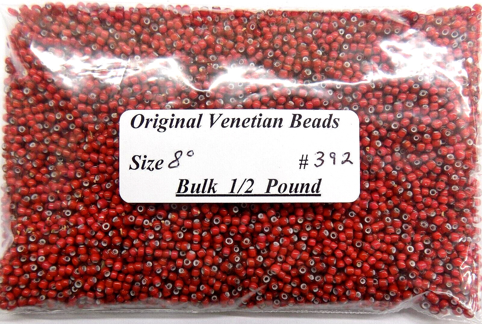RARE 1/2# Pound Bulk 8/0 White Heart's Venetian Seed Beads African Trade V392