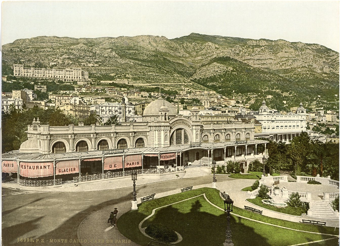 Monte Carlo, Café de Paris Vintage Photochrome Photochromy, Vintage Photochr