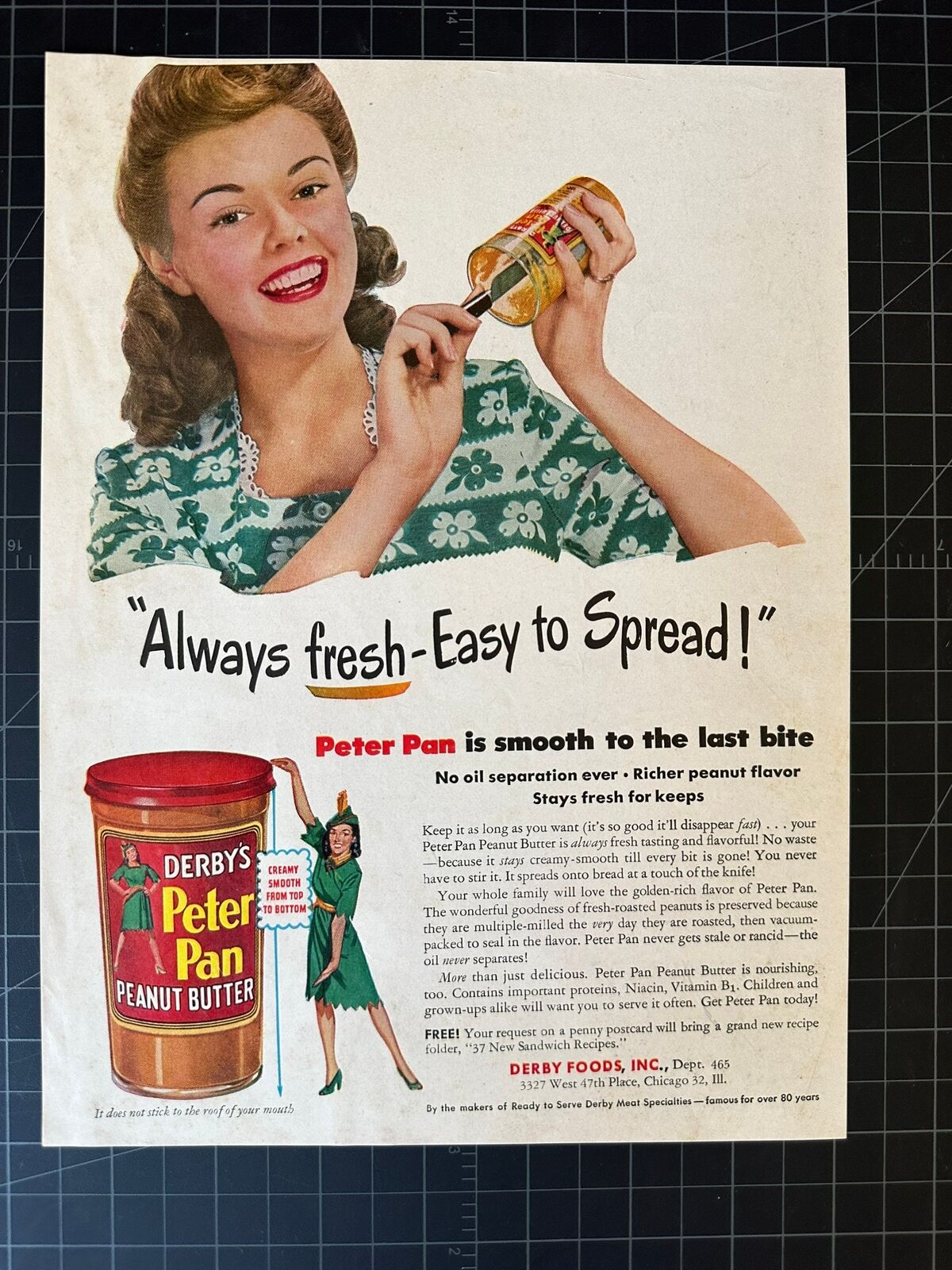 Vintage 1948 Peter Pan Peanut Butter Print Ad