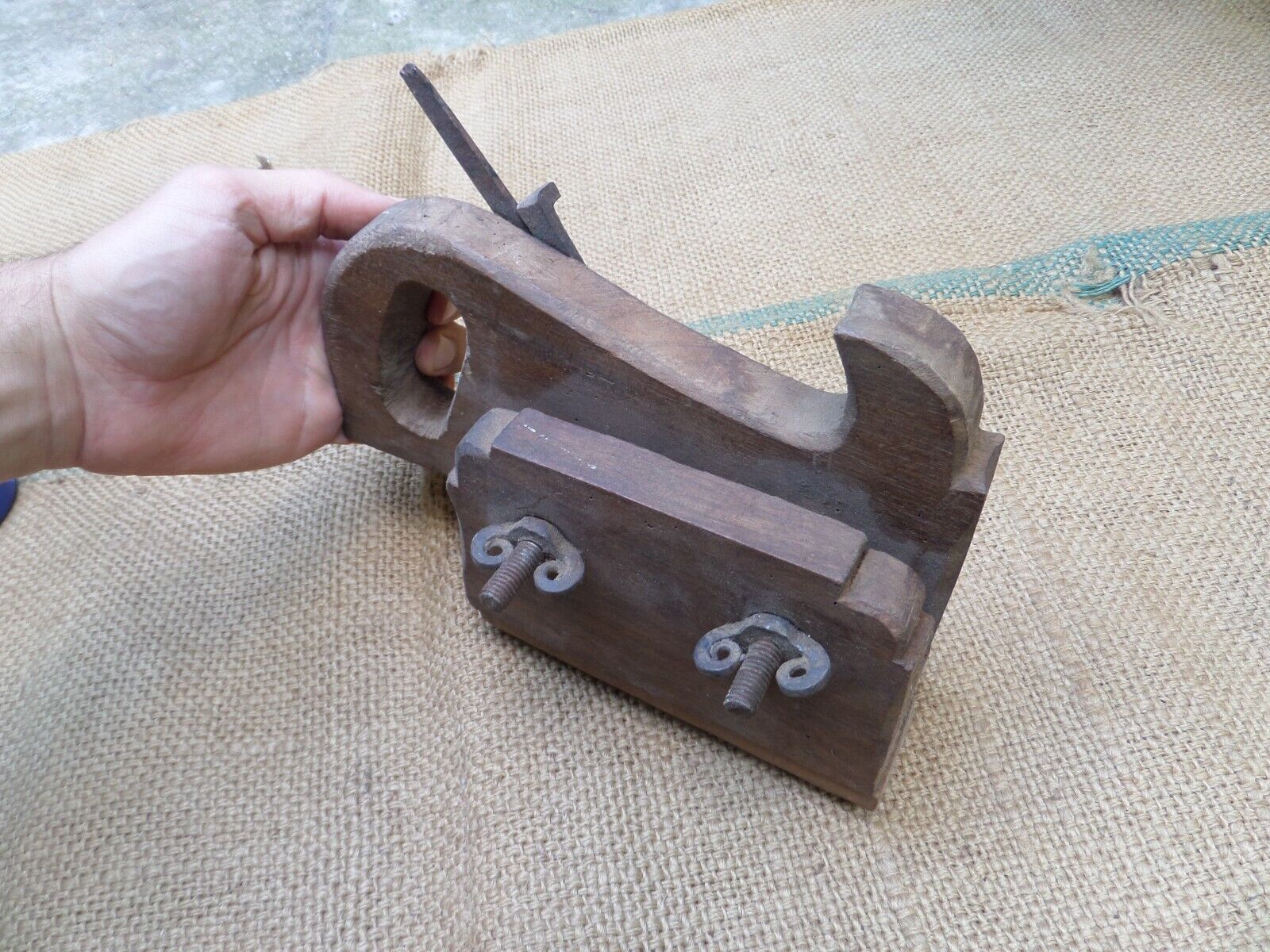 Vintage Carpenter\'s Scorp Box Plane Wood Shave Inshave Wheelwright Antique