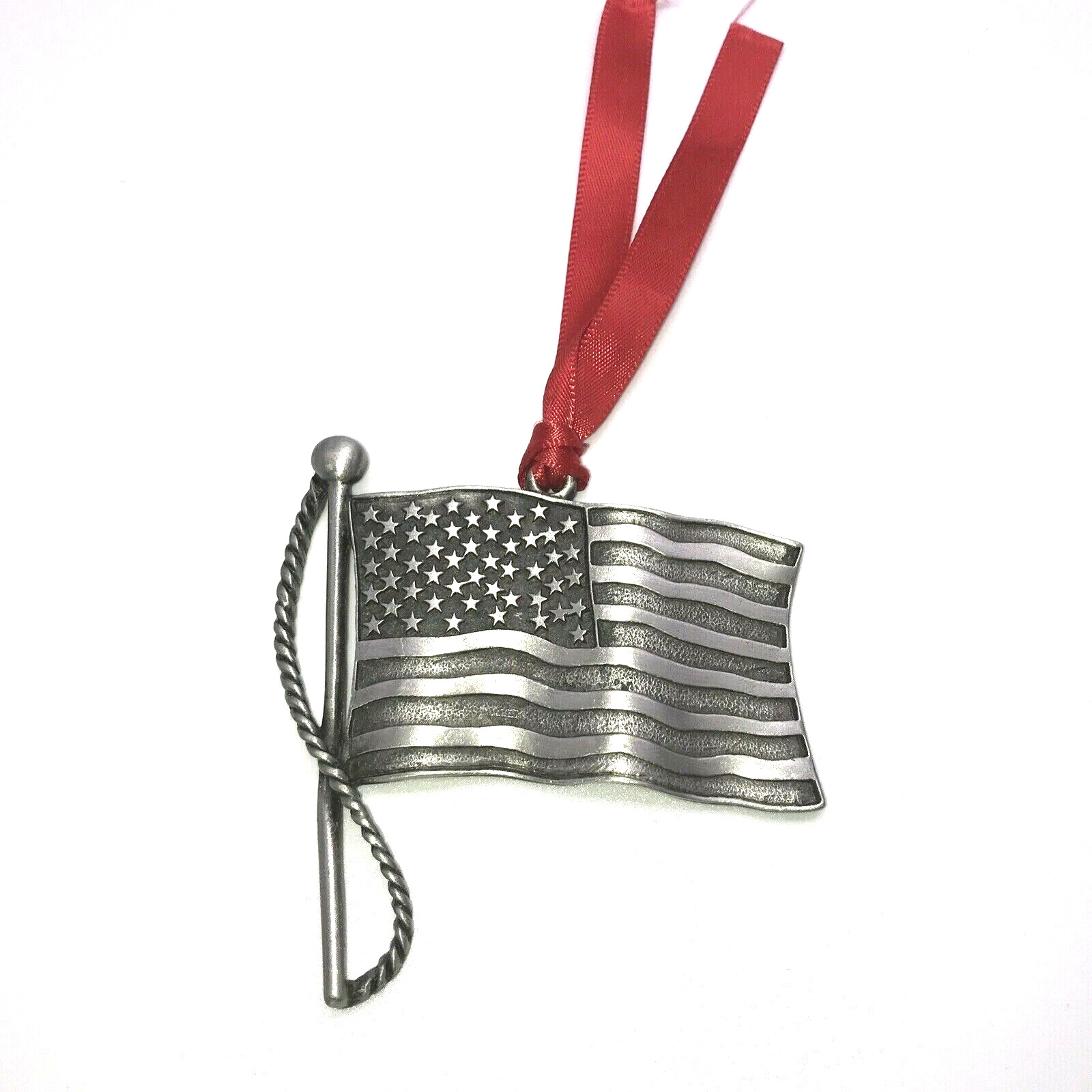 American Flag Ornament Pewter Stars & Stripes Gloria Duchin 2002
